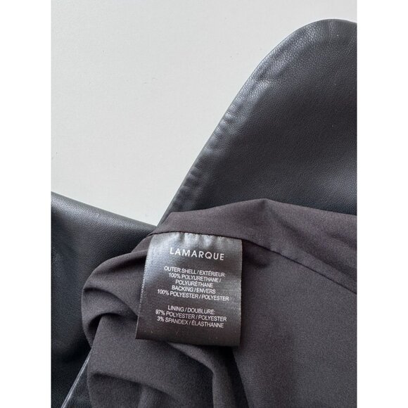 LAMARQUE Galia Black Faux Leather Feather Trim Oversized Blazer, Size XS/S - Picture 12 of 13